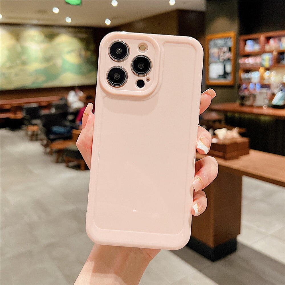Anymob iPhone Case Pink Luxury Space Shell Phone Case Jelly Solid Color Soft Silicone Bumper Cover For iPhone Compatible-Mobile Phone Cases-PEROZ Accessories
