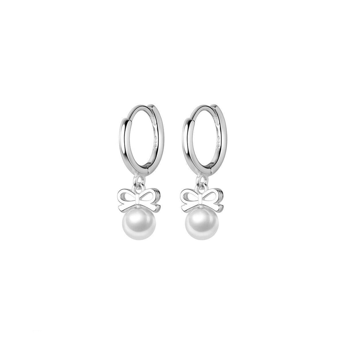 Anyco Fashion Earrings Sterling Silver Cute Butterfly Synthetic Pearl Pendant Drop Charm Gold Plated Huggies Jewelry For Women-Earrings-PEROZ Accessories