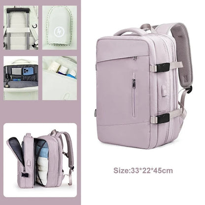 Anypack Backpack Pink Expandable Airplane Travel Bag For Women and Men Laptop Multifunctional Luggage Large Capacity-Backpacks-PEROZ Accessories