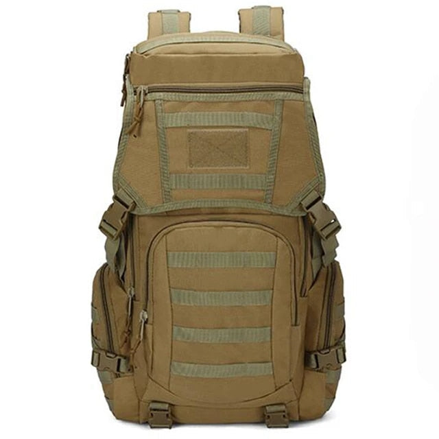 Anypack Backpack Khaki Camping Hiking Daypack Army Rucksack Outdoor Fishing Sport Hunting Climbing Waterproof Bag 50L-Backpacks-PEROZ Accessories