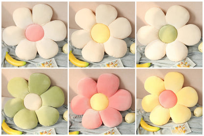 Anyhouz Plush Pillow White Yellow Flower Shape Stuffed Soft Pillow Seat Cushion Room Decor 50-55cm-Pillow-PEROZ Accessories