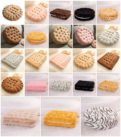Anyhouz Plush Pillow Dark Brown Round Biscuit Shape Stuffed Soft Pillow Seat Cushion Room Decor-Pillow-PEROZ Accessories