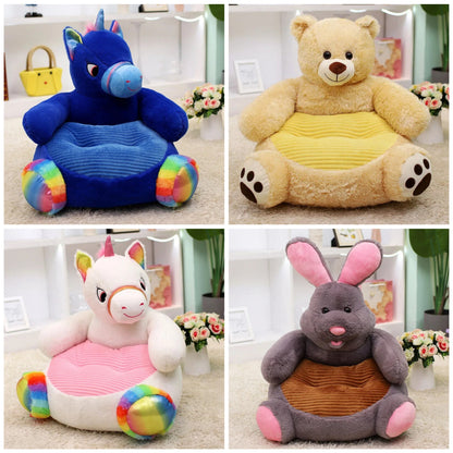 Anykidz Sofa Brown Bear Animal Shape Stuffed Soft Sofa Seat Cushion Room Decor for Kids-Kids Sofa-PEROZ Accessories