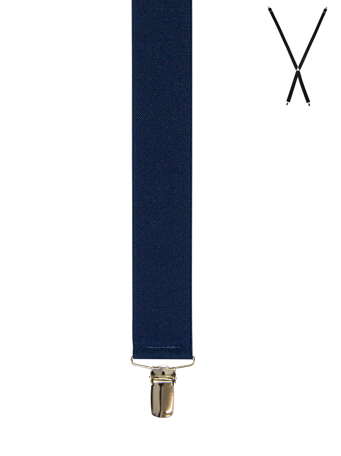 BRACES. X-Back with Nickel Clips. Plain Navy. 25mm width.-Braces-PEROZ Accessories