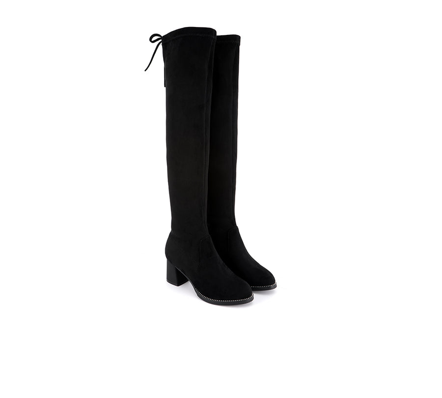 Tarramarra Drawstring Over The Knee Studded Detail Fashion Boots Women Jolie-Boots-PEROZ Accessories