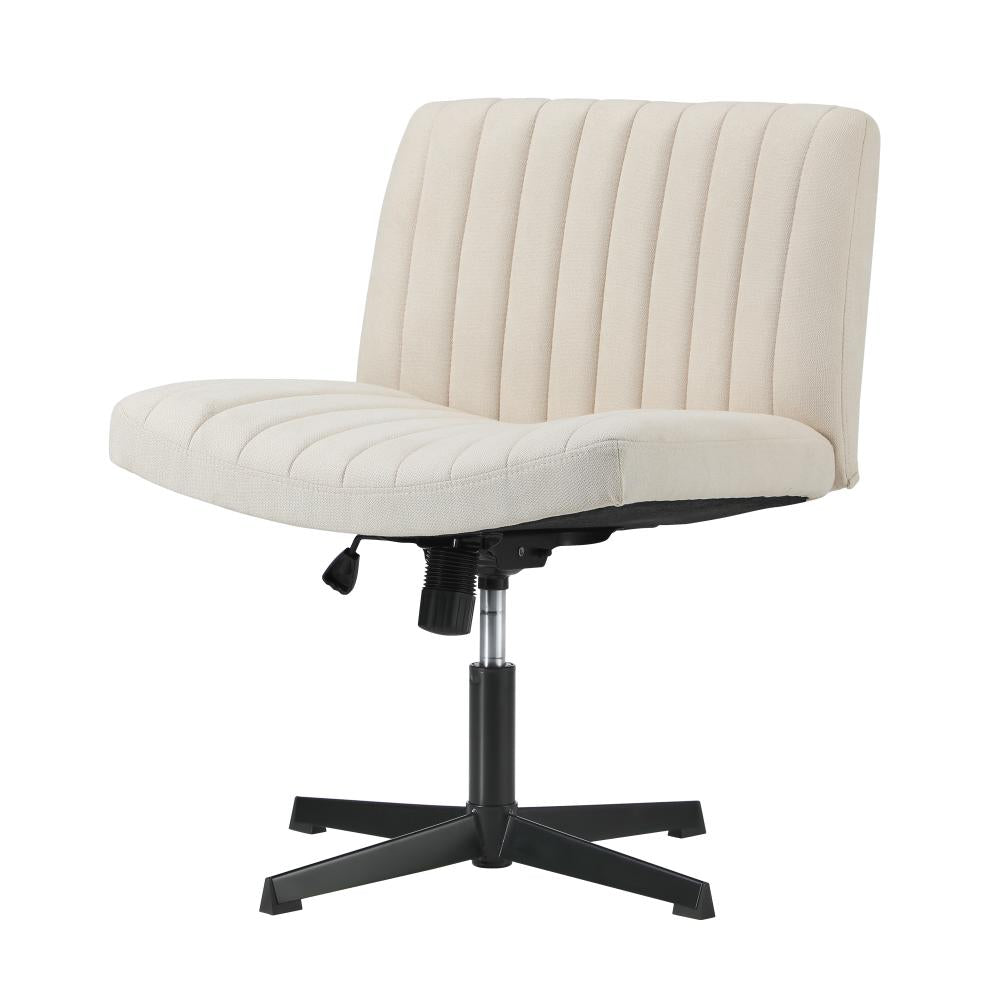 Oikiture Mid Back Armless Office Desk Chair Height Adjustable Wide Seat Beige |PEROZ Australia