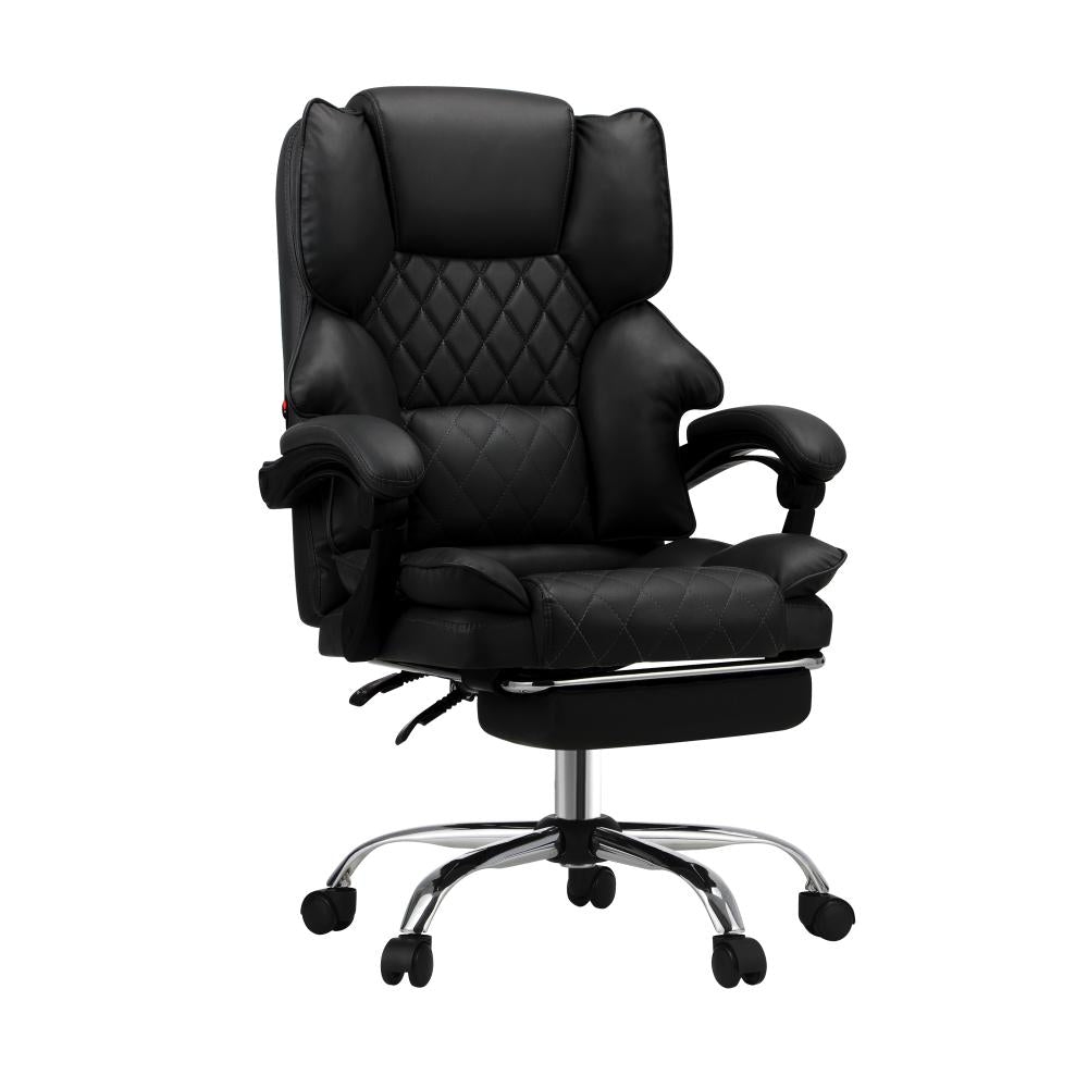Shop Oikiture Massgae Office Chair Recliner Racing Computer Chairs PU Footrest Black  | PEROZ Australia