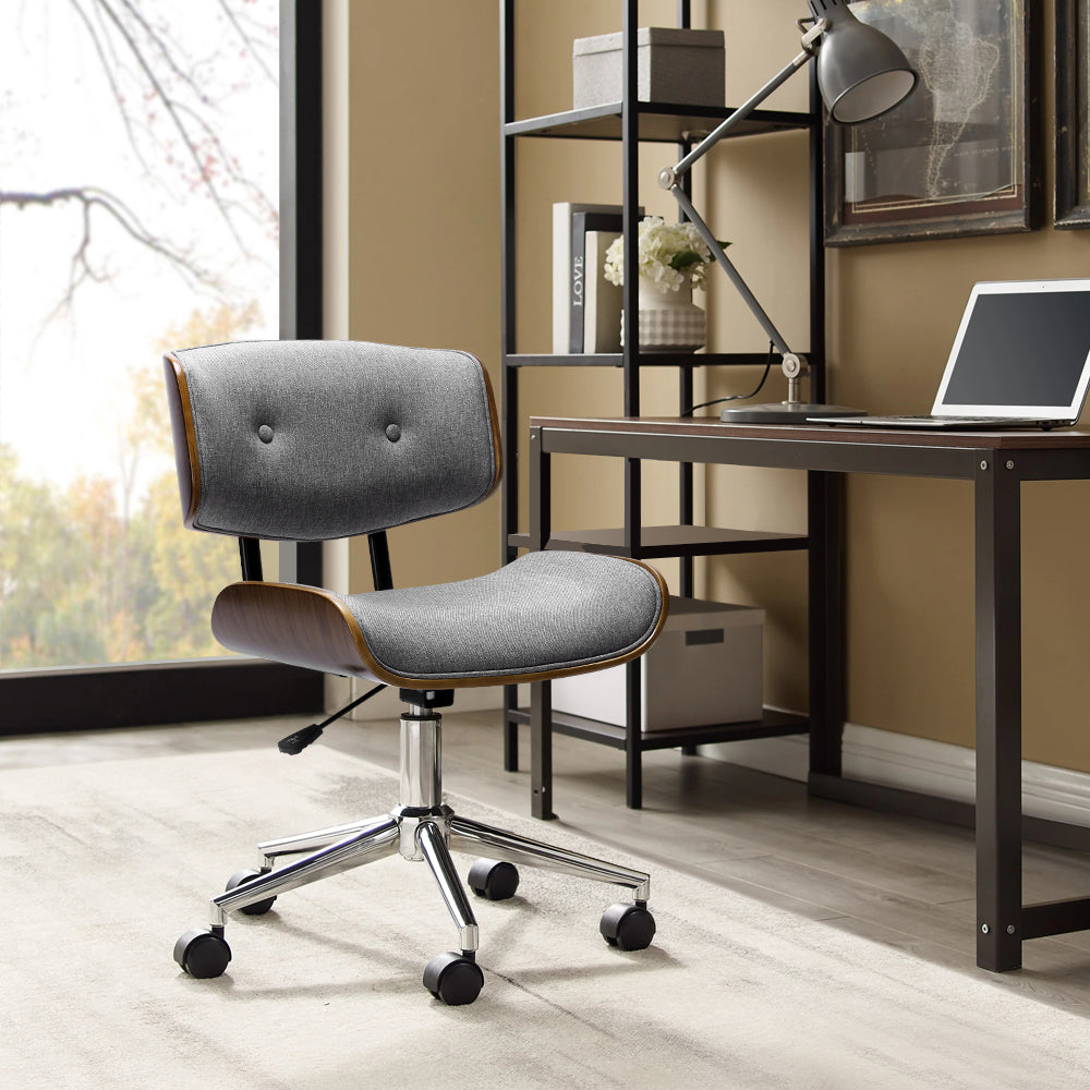 Artiss Wooden Fabric Office Chair Grey-Furniture &gt; Office - Peroz Australia - Image - 1