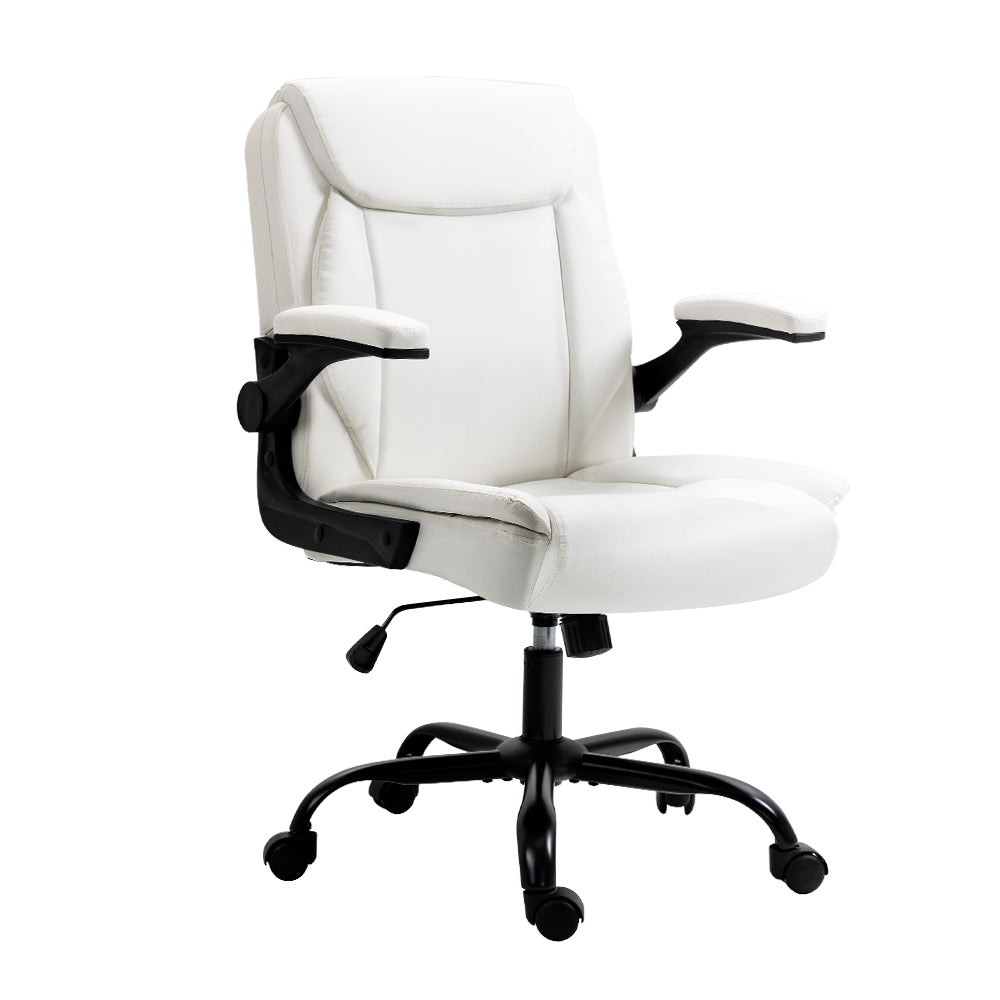 Artiss Office Chair Leather Computer Executive Chairs Gaming Study Desk White-Furniture &gt; Office - Peroz Australia - Image - 2