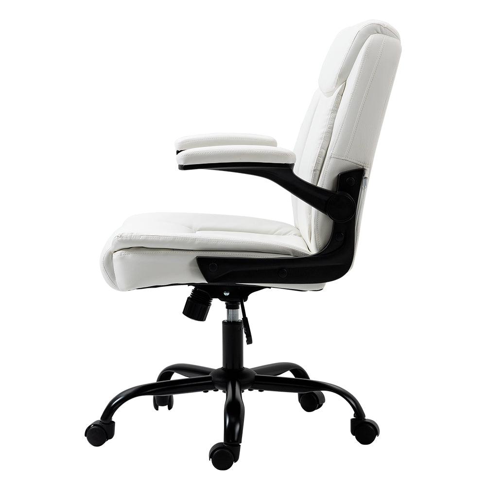 Artiss Office Chair Leather Computer Executive Chairs Gaming Study Desk White-Furniture &gt; Office - Peroz Australia - Image - 5