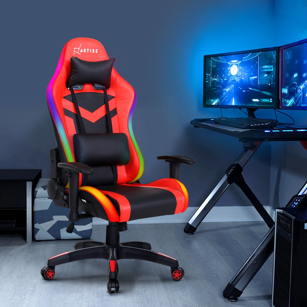 Artiss Gaming Office Chair RGB LED Lights Computer Desk Chair Home Work Chairs-Furniture &gt; Office - Peroz Australia - Image - 1