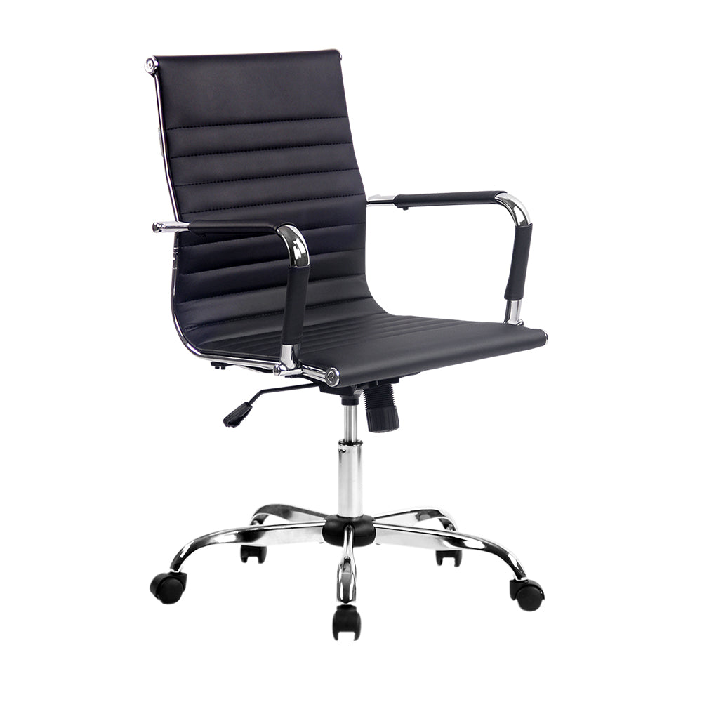 Artiss Gaming Office Chair Computer Desk Chairs Home Work Study Black Mid Back-Furniture &gt; Office - Peroz Australia - Image - 2