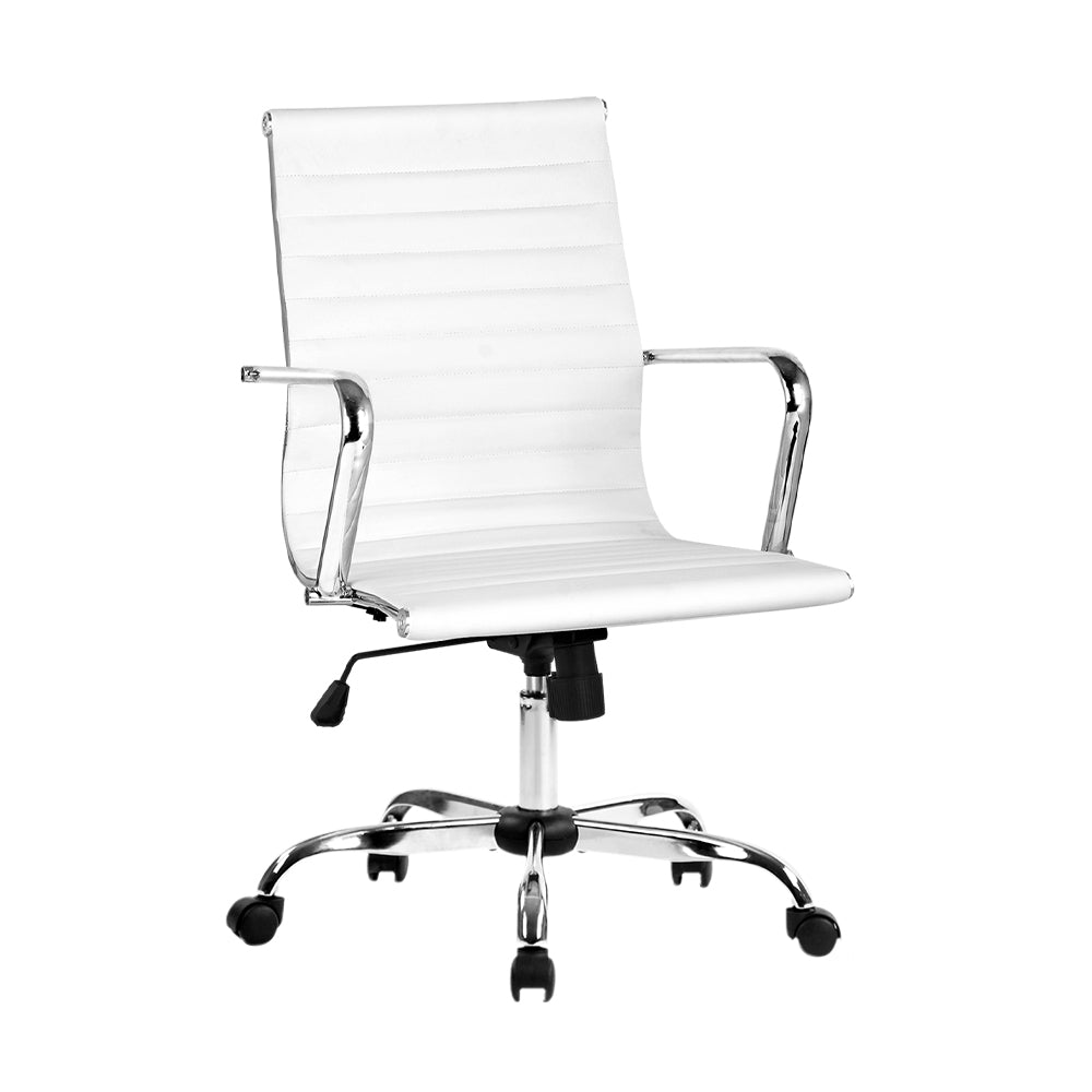 Artiss Gaming Office Chair Computer Desk Chairs Home Work Study White Mid Back-Furniture &gt; Office - Peroz Australia - Image - 2