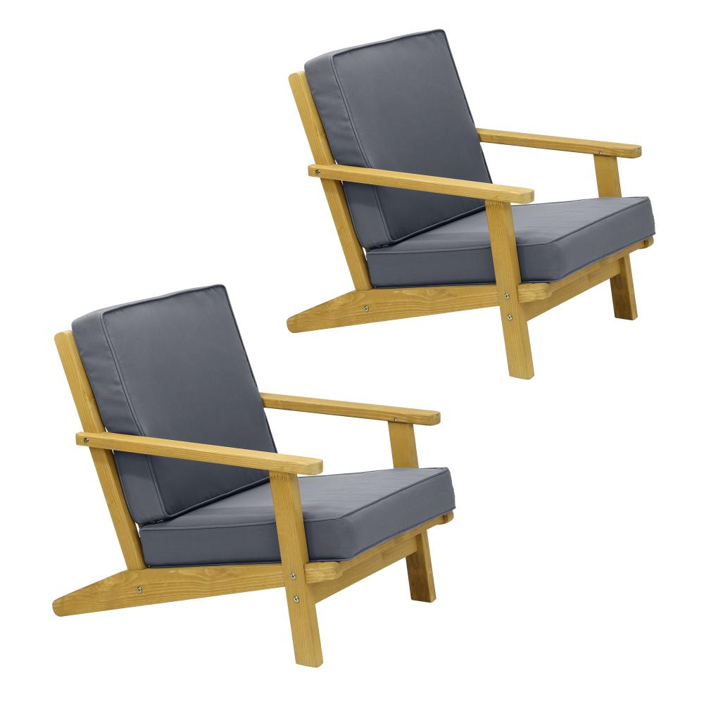 Livsip 2x Outdoor Armchair Furniture Sun Lounge Wooden Chairs Patio Garden Sofa |PEROZ Australia