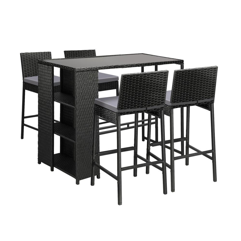 Shop Livsip Outdoor Dining Set Patio Furniture Rattan Bar Table Chairs Bar Stools Set  | PEROZ Australia