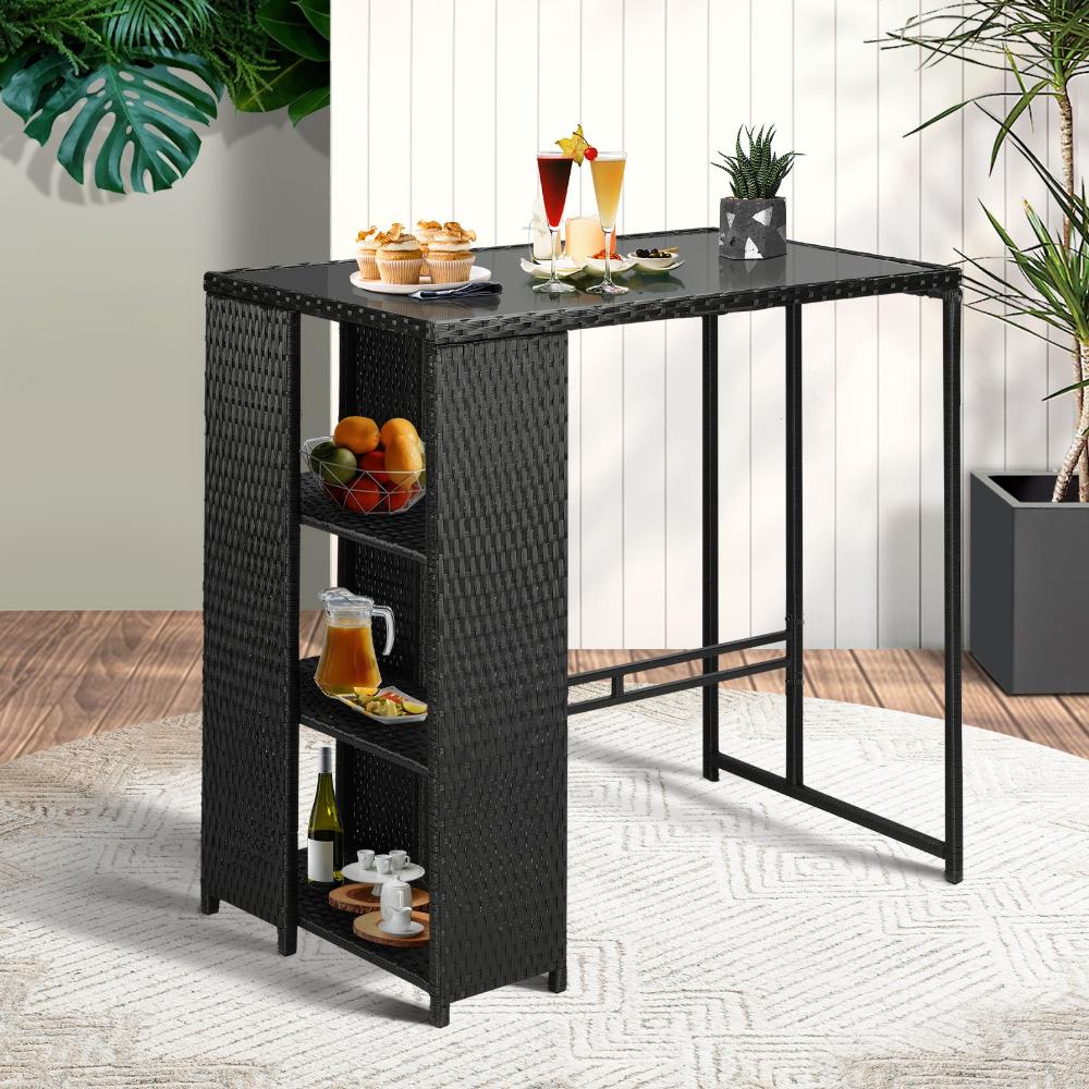 Livsip Rattan Outdoor Bar Table Furniture Cafe Table Patio Setting Dinning Table-Outdoor Bar Table-PEROZ Accessories
