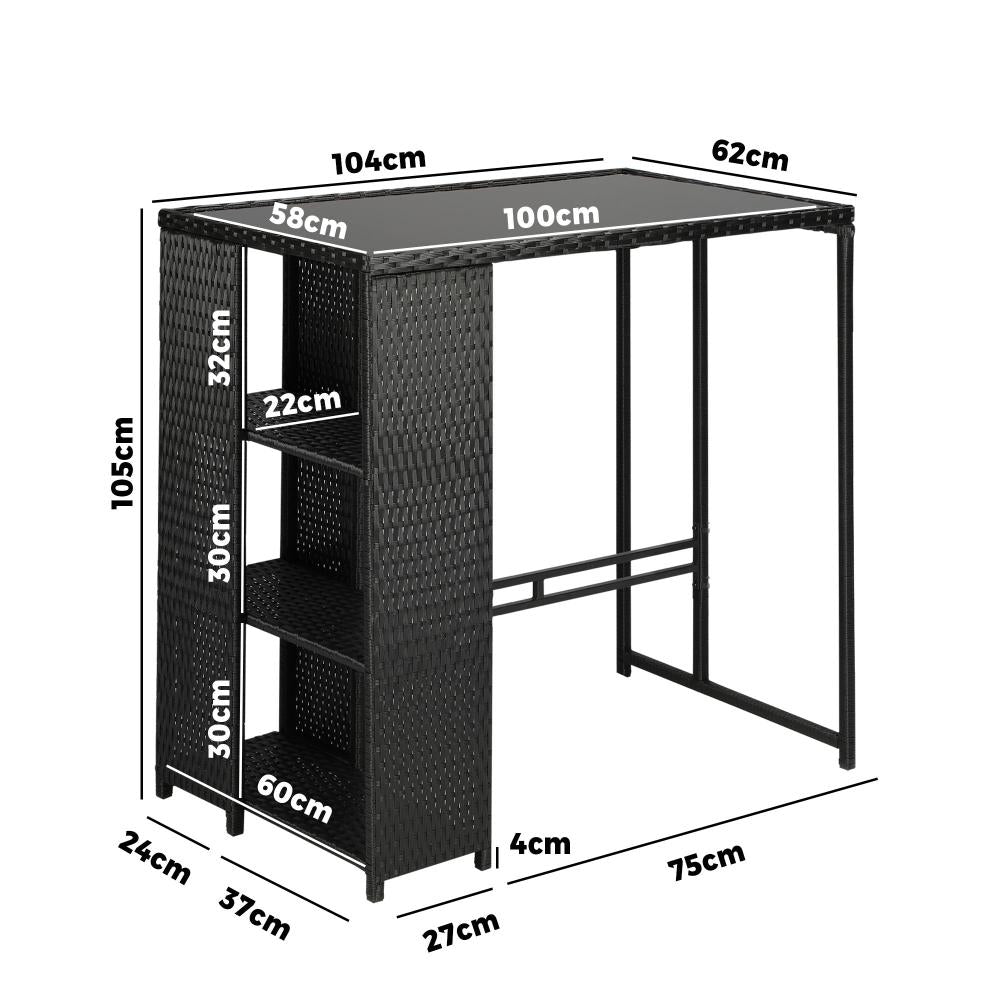 Livsip Rattan Outdoor Bar Table Furniture Cafe Table Patio Setting Dinning Table-Outdoor Bar Table-PEROZ Accessories