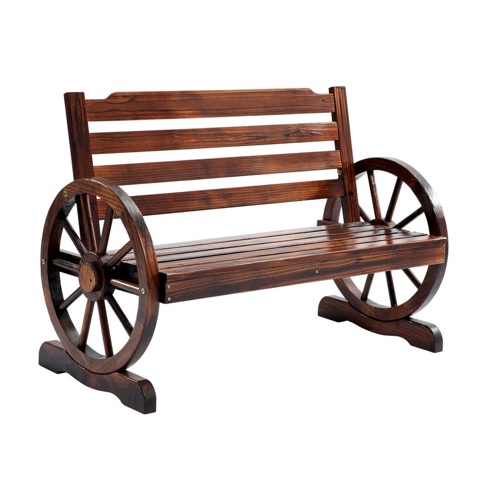 Livsip Wooden Garden Bench Wagon Chair Seat Outdoor Patio Furniture Lounge Wheel-Wagon Chair-PEROZ Accessories