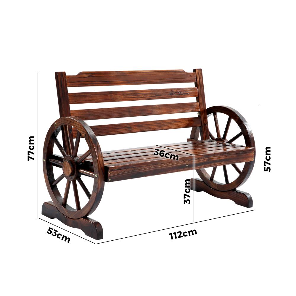Livsip Wooden Garden Bench Wagon Chair Seat Outdoor Patio Furniture Lounge Wheel-Wagon Chair-PEROZ Accessories