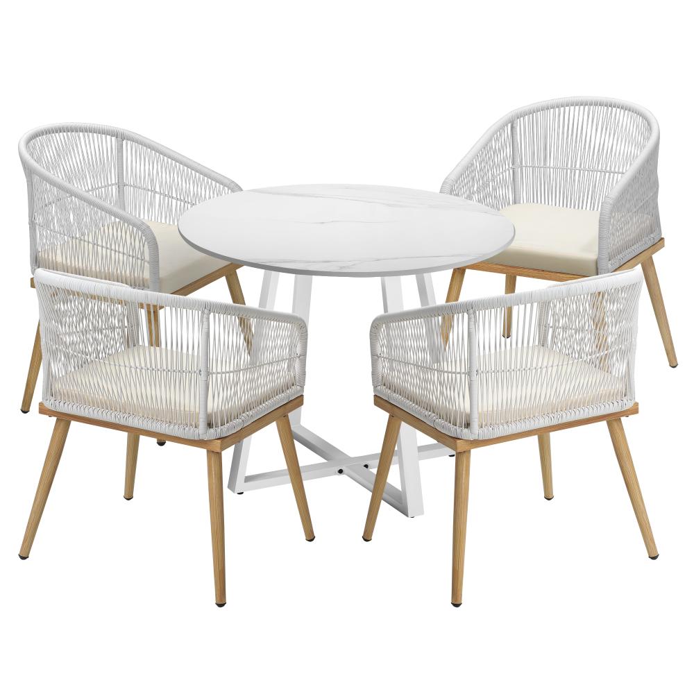 Livsip 5PCS Outdoor Dining Setting Table and Chairs Patio Furniture Bistro Set |PEROZ Australia