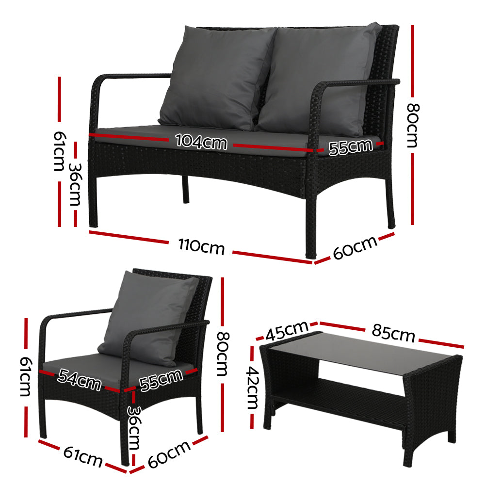 Gardeon Outdoor Furniture Lounge Table Chairs Garden Patio Wicker Sofa Set-Furniture &gt; Outdoor-PEROZ Accessories