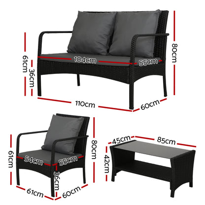 Gardeon Outdoor Furniture Lounge Table Chairs Garden Patio Wicker Sofa Set-Furniture &gt; Outdoor-PEROZ Accessories