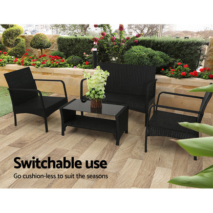Gardeon Outdoor Furniture Lounge Table Chairs Garden Patio Wicker Sofa Set-Furniture &gt; Outdoor-PEROZ Accessories