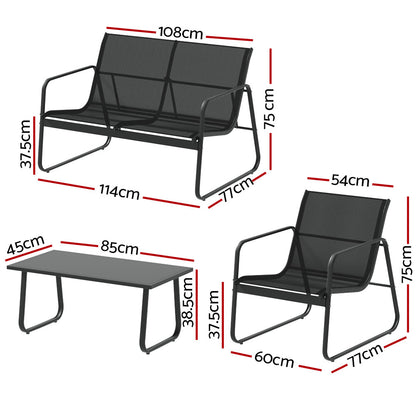 Gardeon Outdoor Lounge Setting Garden Patio Furniture Textilene Sofa Table Chair-Furniture &gt; Outdoor-PEROZ Accessories