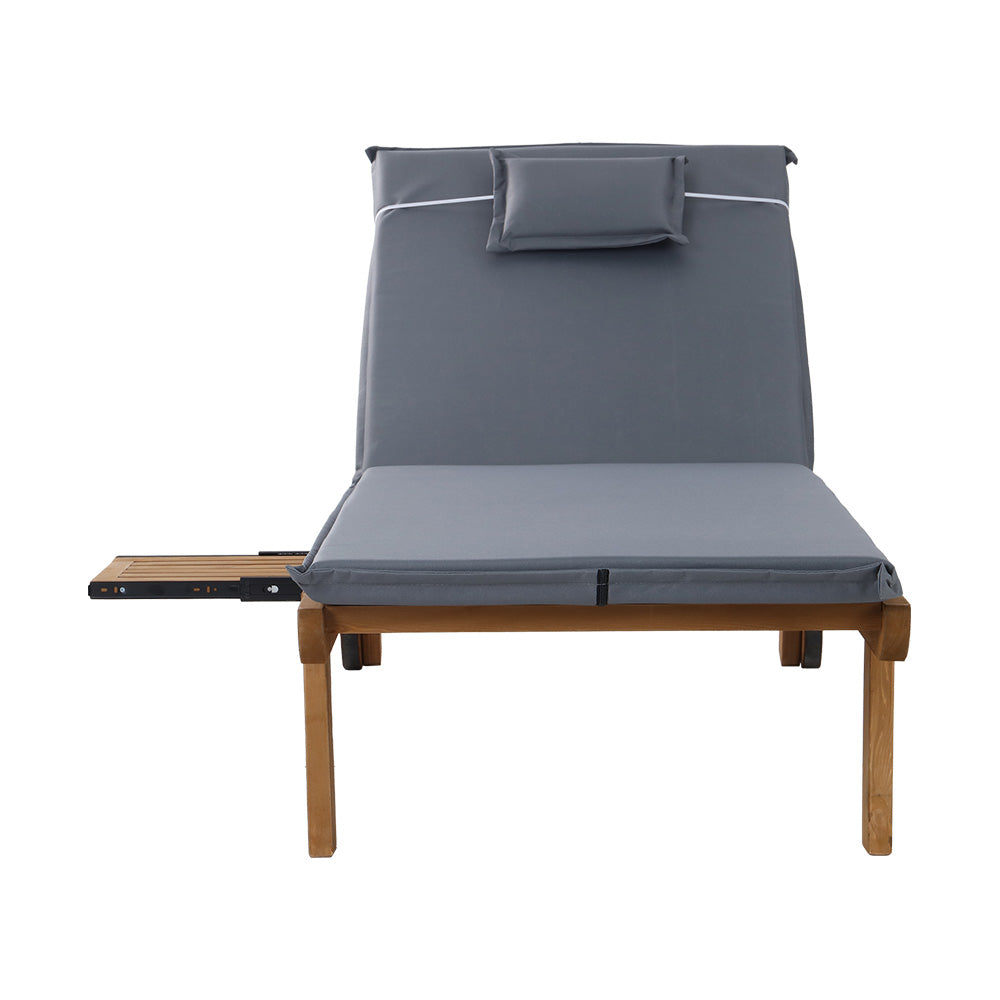 Gardeon Sun Lounge Wooden Lounger Outdoor Furniture Day Bed Wheel Patio Grey-Furniture &gt; Outdoor-PEROZ Accessories