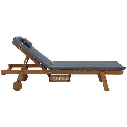 Gardeon Sun Lounge Wooden Lounger Outdoor Furniture Day Bed Wheel Patio Grey-Furniture &gt; Outdoor-PEROZ Accessories