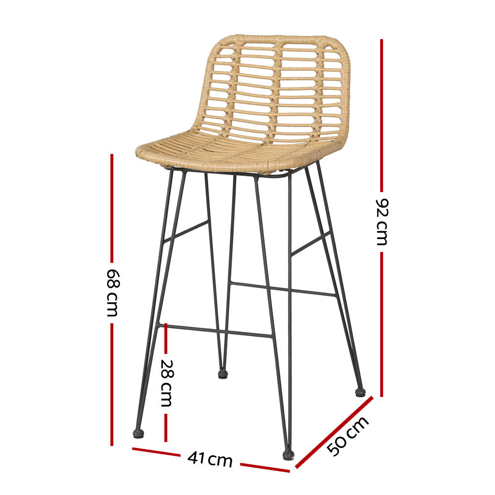 Gardeon 2-Piece Outdoor Bar Stools Wicker Dining Chair Bistro Patio Balcony-Furniture &gt; Outdoor-PEROZ Accessories