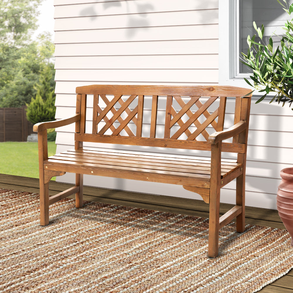 Gardeon Wooden Garden Bench 2 Seat Patio Furniture Timber Outdoor Lounge Chair Natural-Furniture > Outdoor-PEROZ Accessories