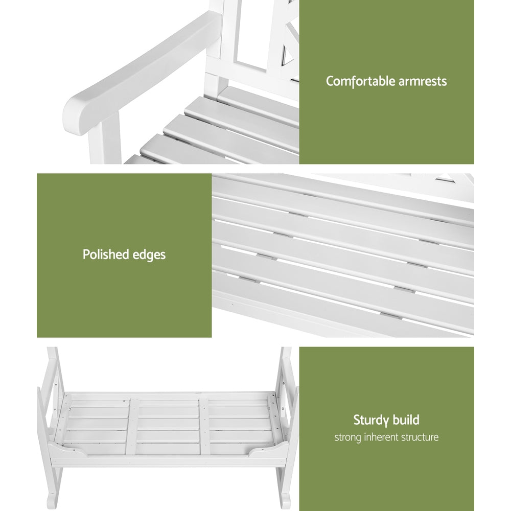 Gardeon Wooden Garden Bench 2 Seat Patio Furniture Timber Outdoor Lounge Chair White-Outdoor Benches-PEROZ Accessories