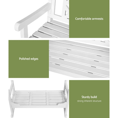 Gardeon Wooden Garden Bench 2 Seat Patio Furniture Timber Outdoor Lounge Chair White-Outdoor Benches-PEROZ Accessories