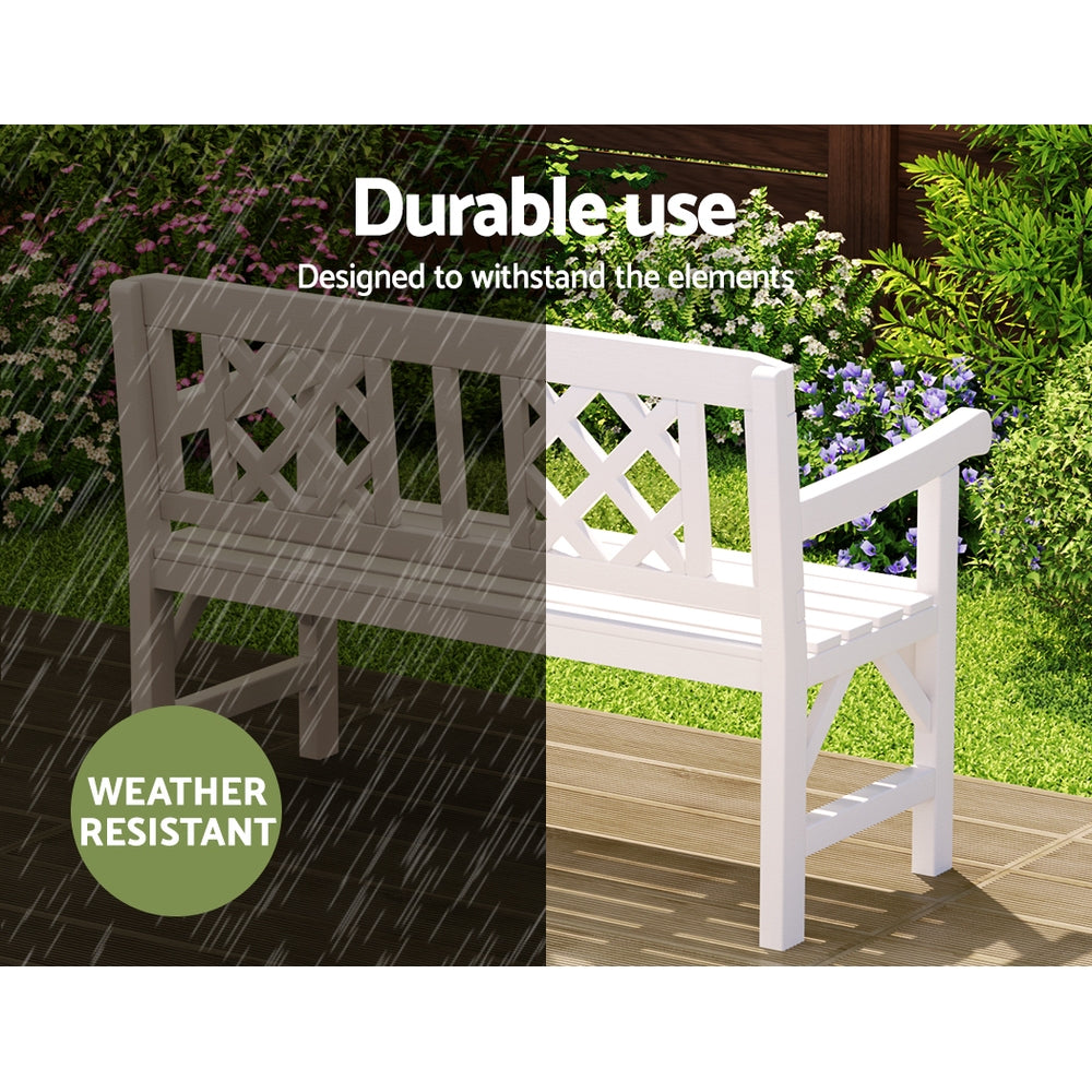 Gardeon Wooden Garden Bench 2 Seat Patio Furniture Timber Outdoor Lounge Chair White-Outdoor Benches-PEROZ Accessories