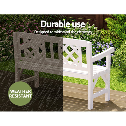 Gardeon Wooden Garden Bench 2 Seat Patio Furniture Timber Outdoor Lounge Chair White-Outdoor Benches-PEROZ Accessories