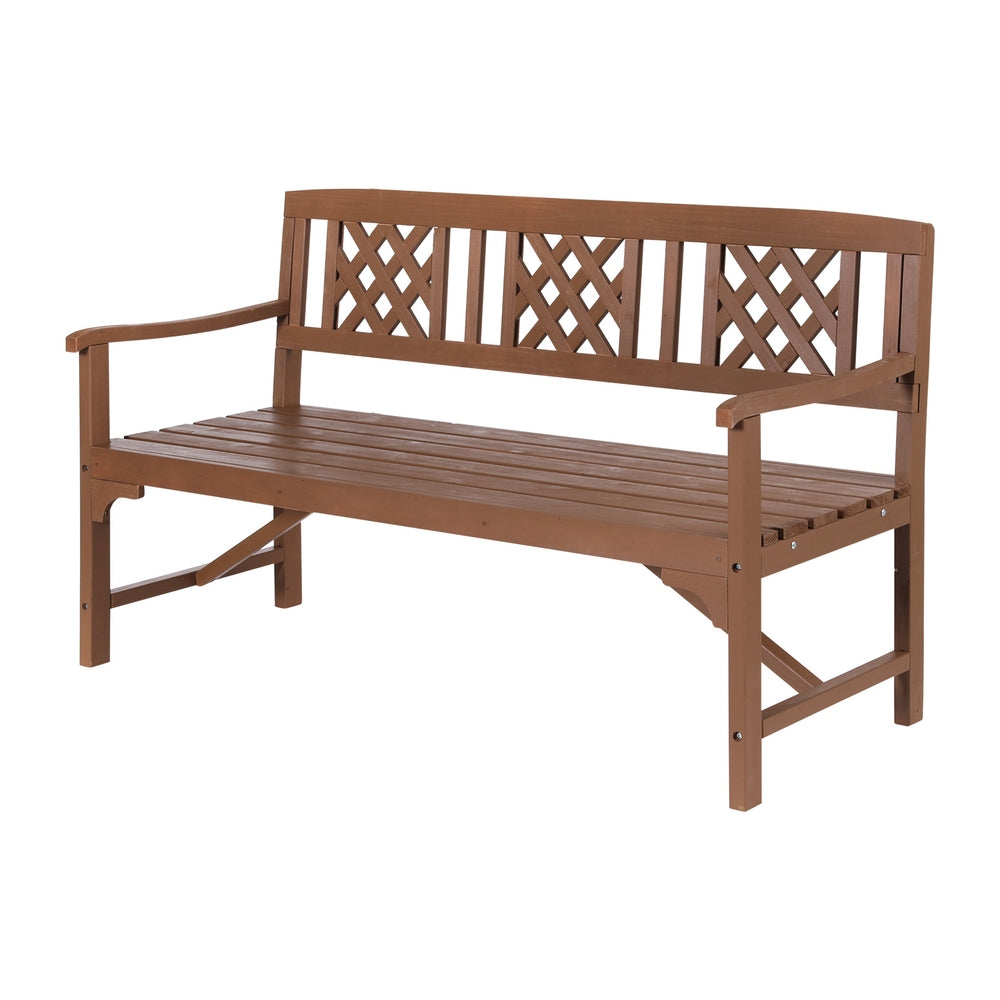 Gardeon Outdoor Garden Bench Wooden Chair 3 Seat Patio Furniture Lounge Natural-Outdoor Benches-PEROZ Accessories
