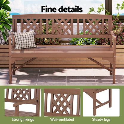Gardeon Outdoor Garden Bench Wooden Chair 3 Seat Patio Furniture Lounge Natural-Outdoor Benches-PEROZ Accessories