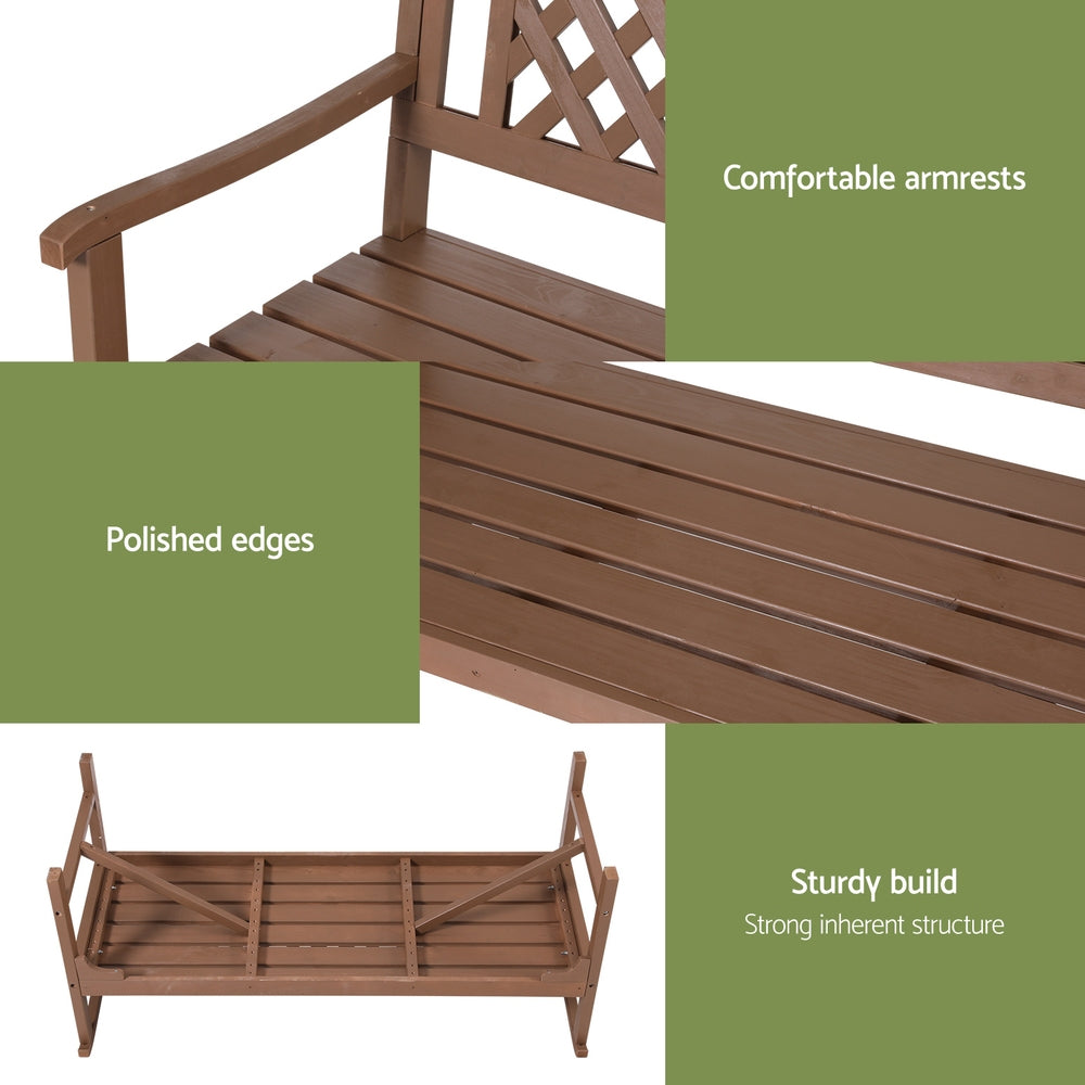 Gardeon Outdoor Garden Bench Wooden Chair 3 Seat Patio Furniture Lounge Natural-Outdoor Benches-PEROZ Accessories
