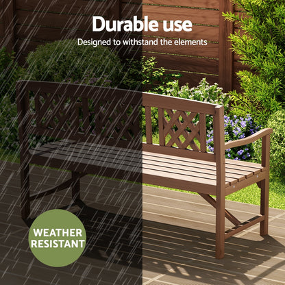 Gardeon Outdoor Garden Bench Wooden Chair 3 Seat Patio Furniture Lounge Natural-Outdoor Benches-PEROZ Accessories