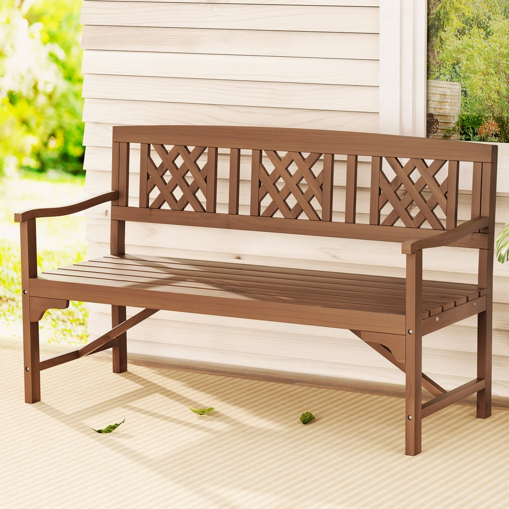 Gardeon Outdoor Garden Bench Wooden Chair 3 Seat Patio Furniture Lounge Natural-Outdoor Benches-PEROZ Accessories