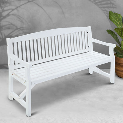 Gardeon Wooden Garden Bench Chair Outdoor Furniture Patio Deck 3 Seater White-Furniture &gt; Outdoor-PEROZ Accessories