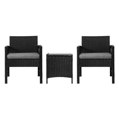 Gardeon Patio Furniture Outdoor Bistro Set Dining Chairs Setting 3 Piece Wicker-Furniture &gt; Outdoor-PEROZ Accessories
