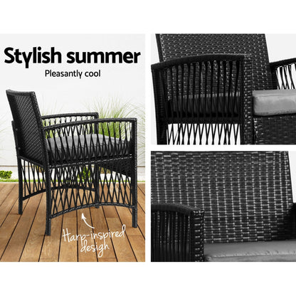 Gardeon Patio Furniture Outdoor Bistro Set Dining Chairs Setting 3 Piece Wicker-Furniture &gt; Outdoor-PEROZ Accessories