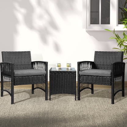 Gardeon Patio Furniture Outdoor Bistro Set Dining Chairs Setting 3 Piece Wicker-Furniture &gt; Outdoor-PEROZ Accessories