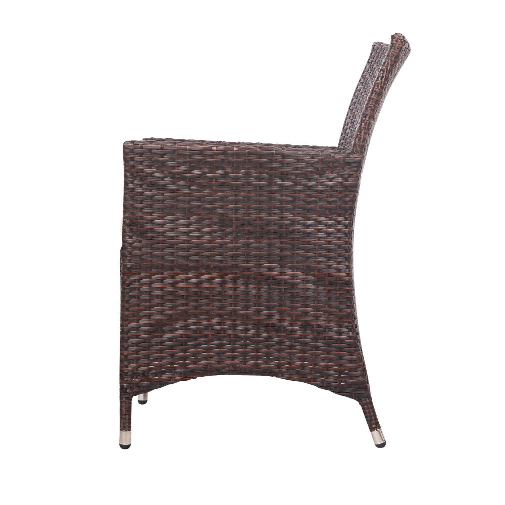 Gardeon 3 Piece Wicker Outdoor Furniture Set - Brown-Furniture &gt; Outdoor-PEROZ Accessories