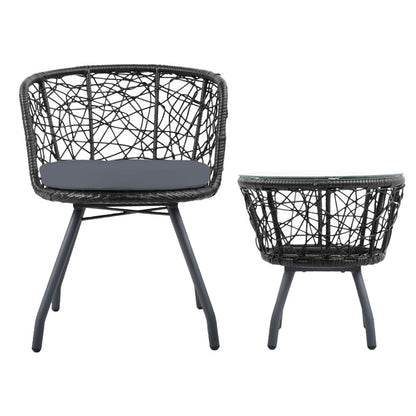 Gardeon Outdoor Patio Chair and Table - Black-Furniture &gt; Outdoor-PEROZ Accessories