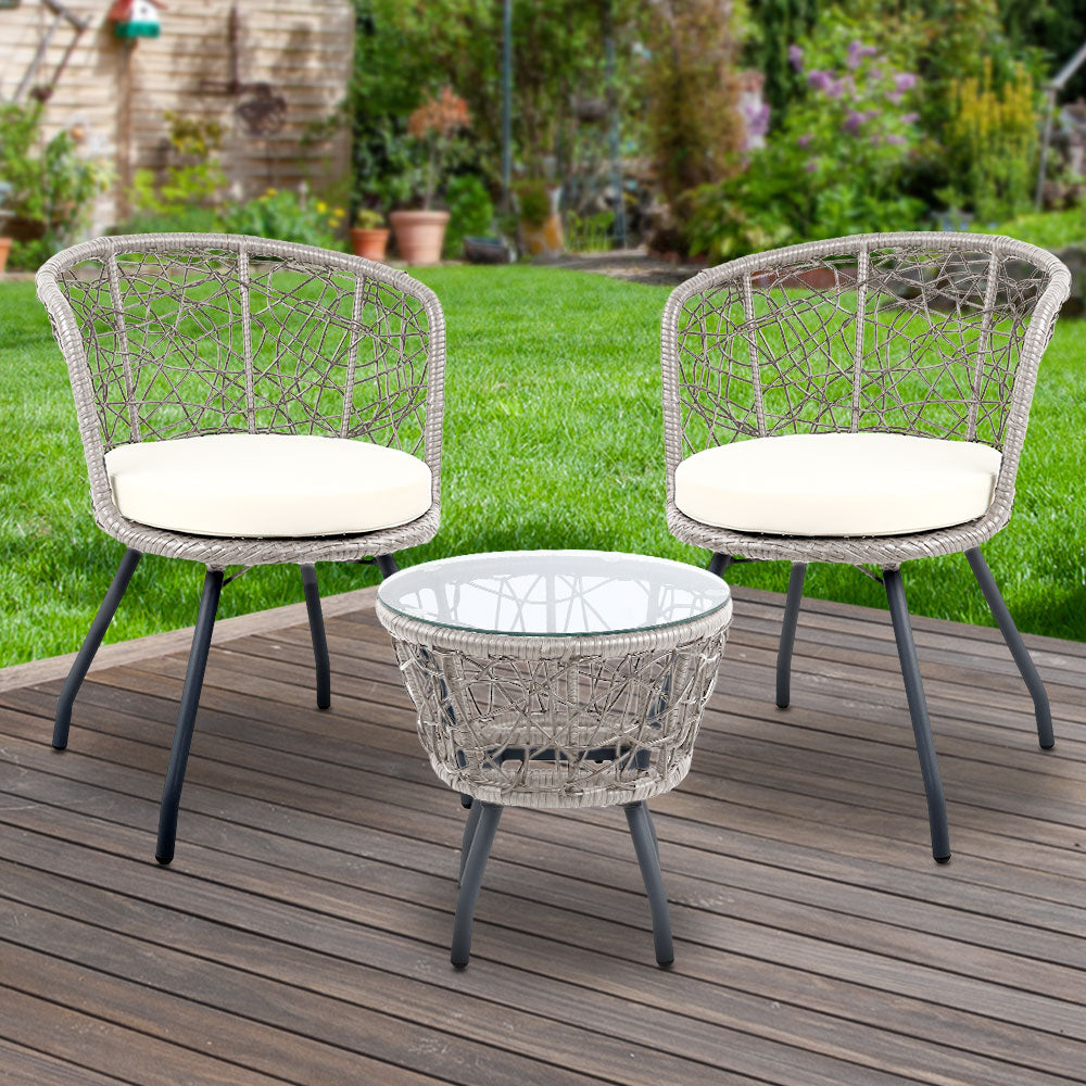 Gardeon Outdoor Patio Chair and Table - Grey-Furniture &gt; Outdoor-PEROZ Accessories