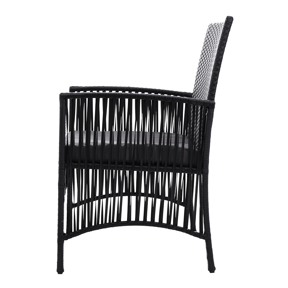 Outdoor Furniture Set of 2 Dining Chairs Wicker Garden Patio Cushion Black Gardeon-Furniture &gt; Outdoor-PEROZ Accessories