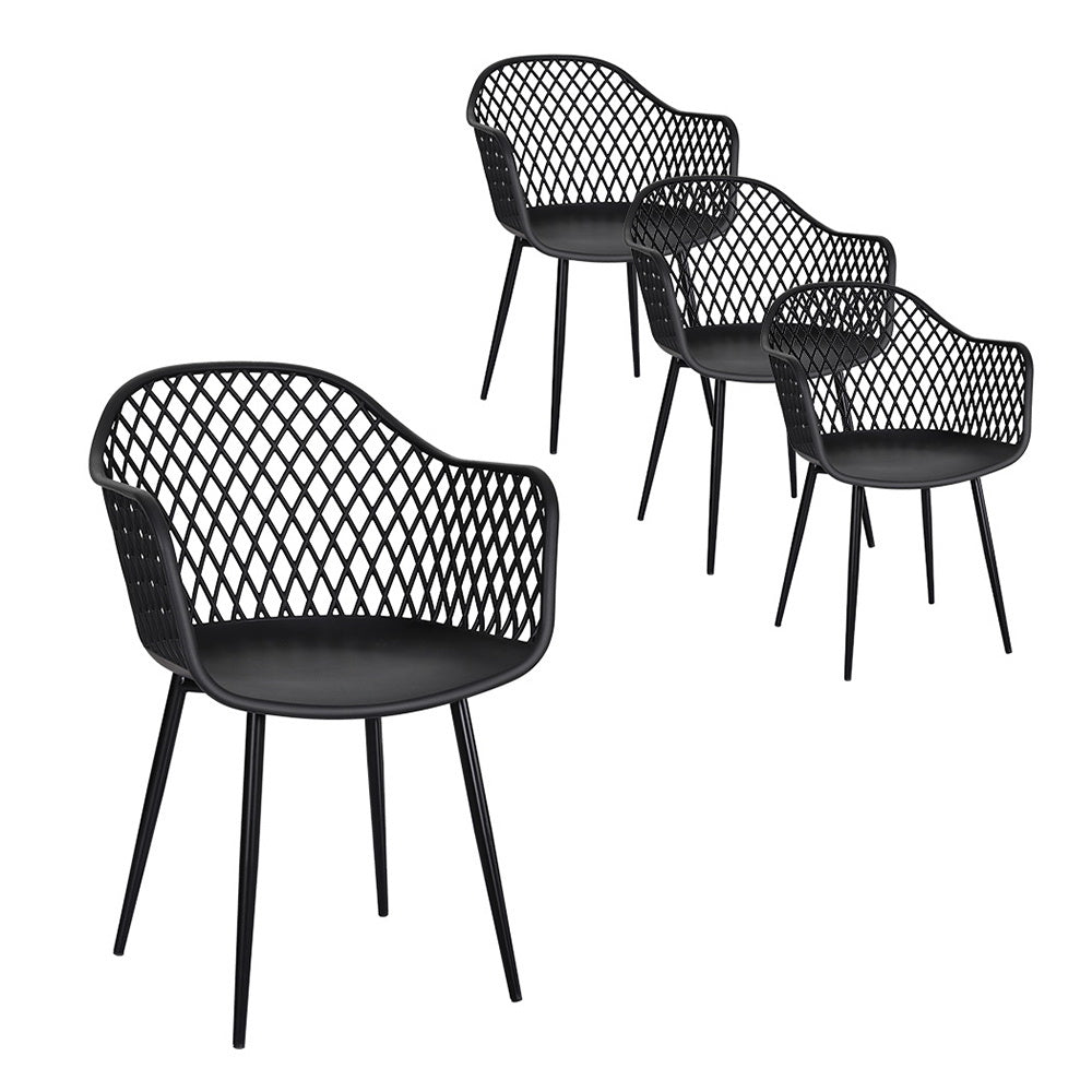 Gardeon 4PC Outdoor Dining Chairs PP Lounge Chair Patio Furniture Garden Black-Furniture &gt; Outdoor-PEROZ Accessories